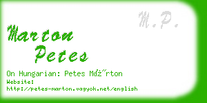 marton petes business card
